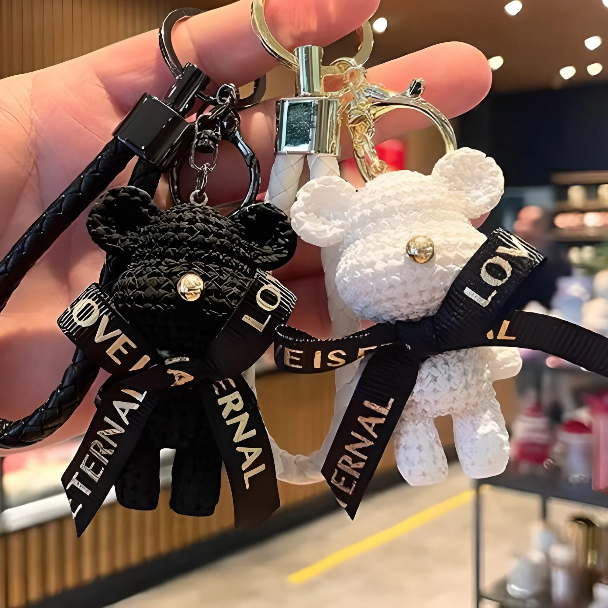 버블리데이 귀여운 니트 곰돌이 키링 2종 세트
