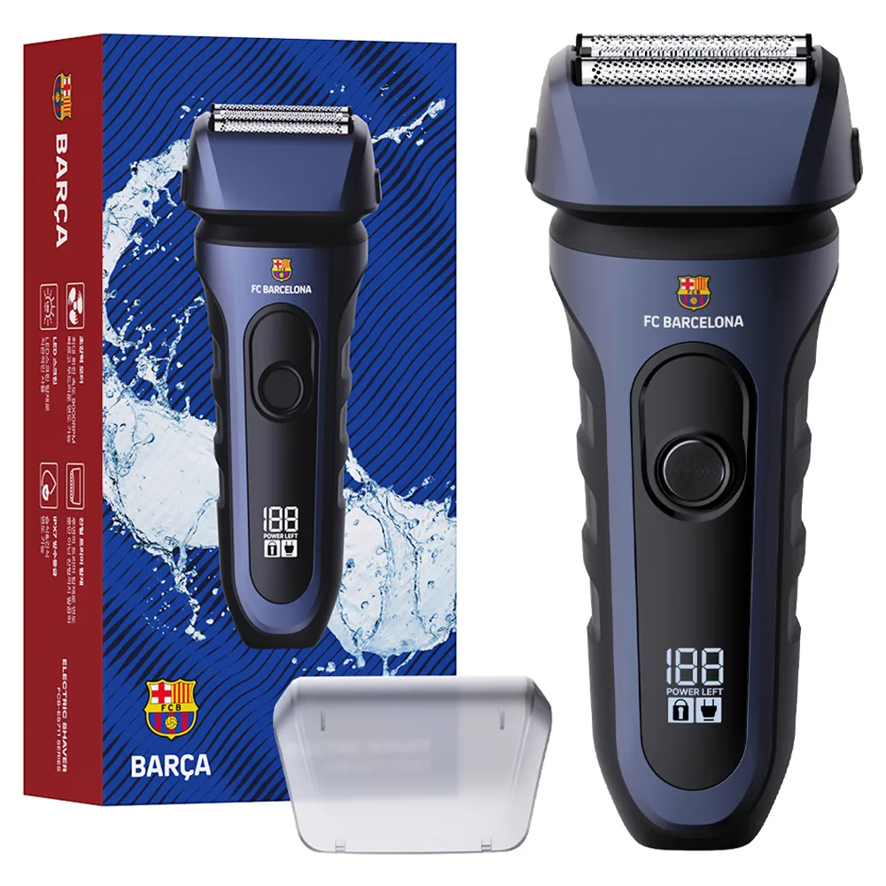 FC바르셀로나 IPX 7 방수 3중날 프리미엄 3 in 1 일자형 전기면도기, FCB-ES711
