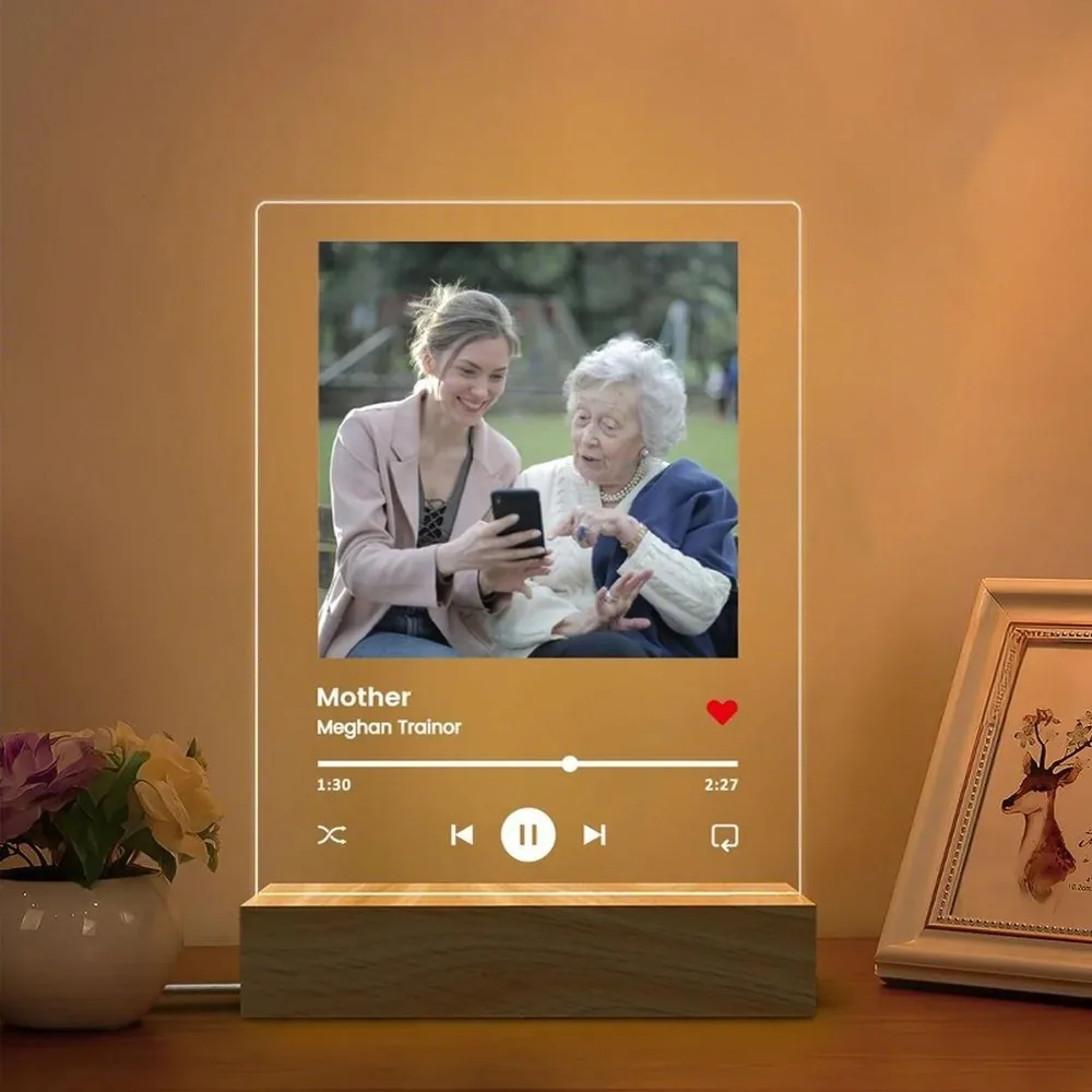 LED 조명이 된 Spotify 음악 사진 플 의 날 선물 사진 프레임 커플 선물