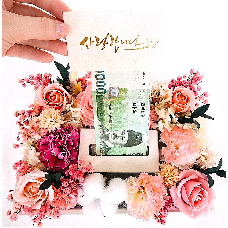 제노플로 용돈박스 핸드메이드 국내제작 프리저브드 꽃박스 부모님선물, 1개